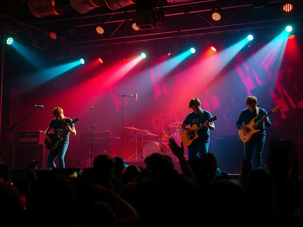 A dynamic image of a live concert organized by HASTONMUSIC PRODUCTION, featuring a diverse group of musicians on stage and an enthusiastic audience enjoying the performance.